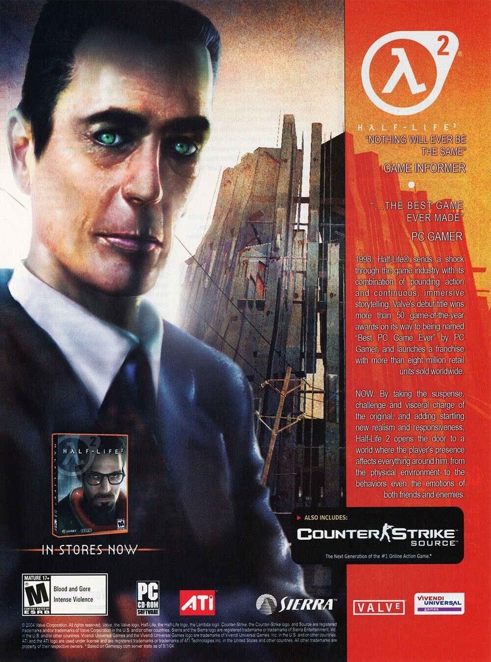 Half-Life 2 PC Original 2006 Ad Authentic Counter-Strike Video Game ATI Promo