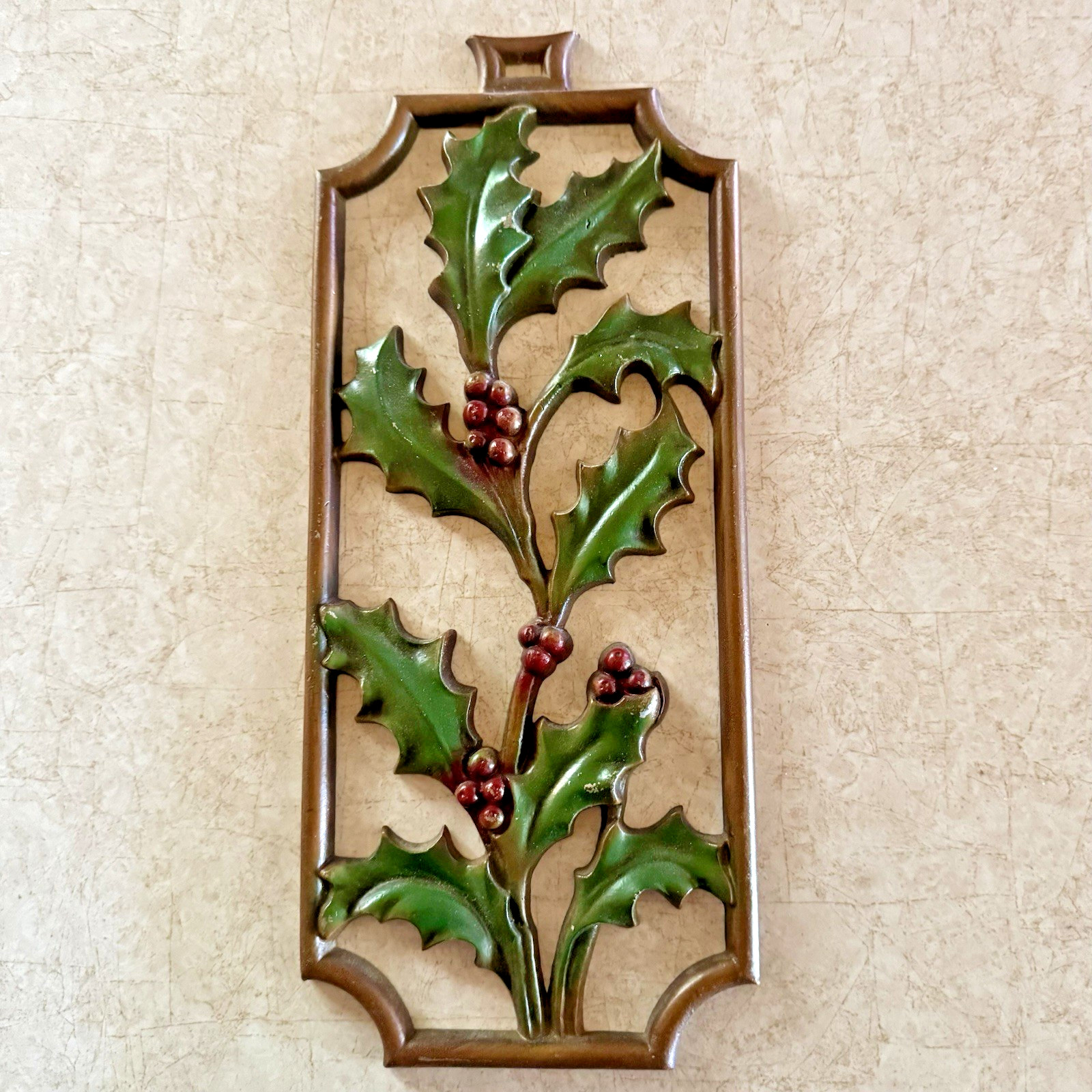 Vintage Sexton USA Holly Berries Metal Wall Plaque Christmas MCM 12\ Vintage Sexton USA Holly Berries Metal Wall Plaque Christmas MCM 12\
