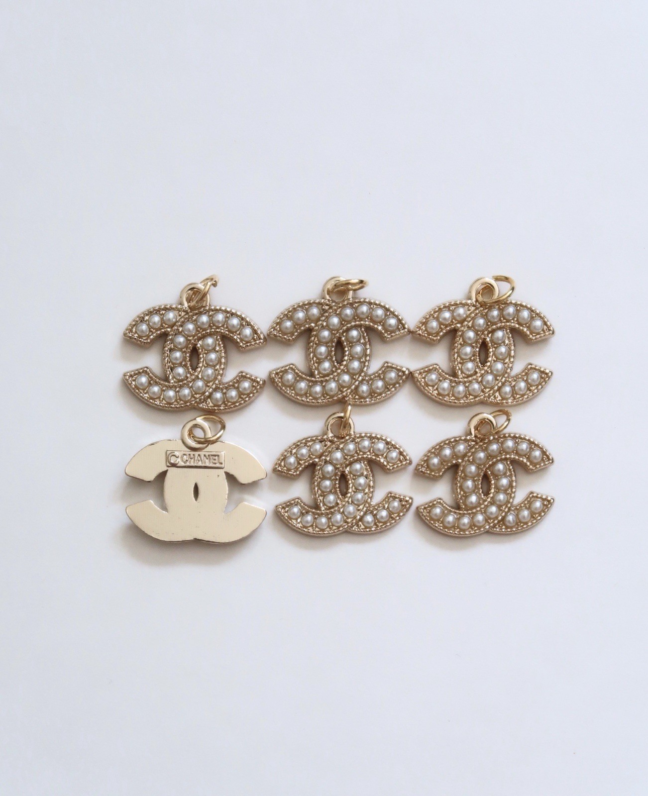 CC designer vintage  gold Pearl set of 6 - STAMPED