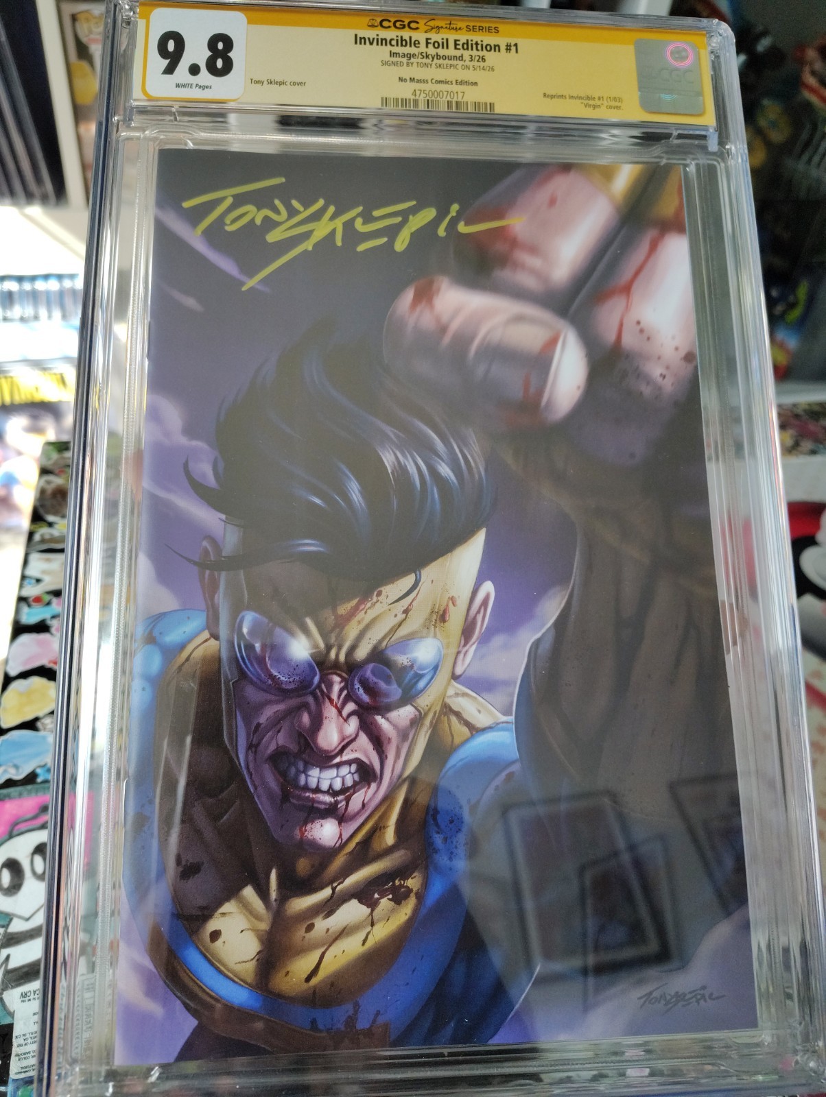 Invincible #1 CGC SS 9.8 Signed Tony Sklepic Mach 6 Virgin No Masss MegaCon Invincible #1 CGC SS 9.8 Signed Tony Sklepic Mach 6 Virgin No Masss MegaCon