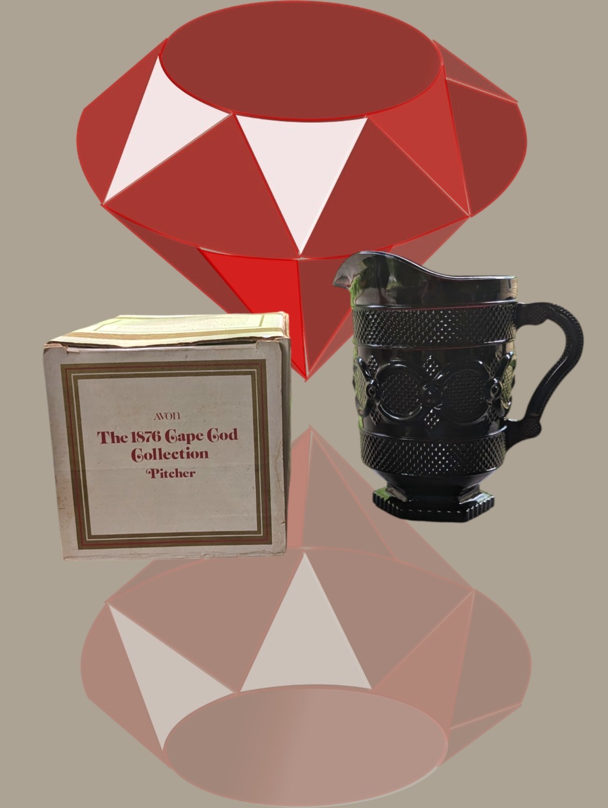 AVON CAPE COD COLLECTION 1876 Ruby Red Glass Pitcher 8 AVON CAPE COD COLLECTION 1876 Ruby Red Glass Pitcher 8