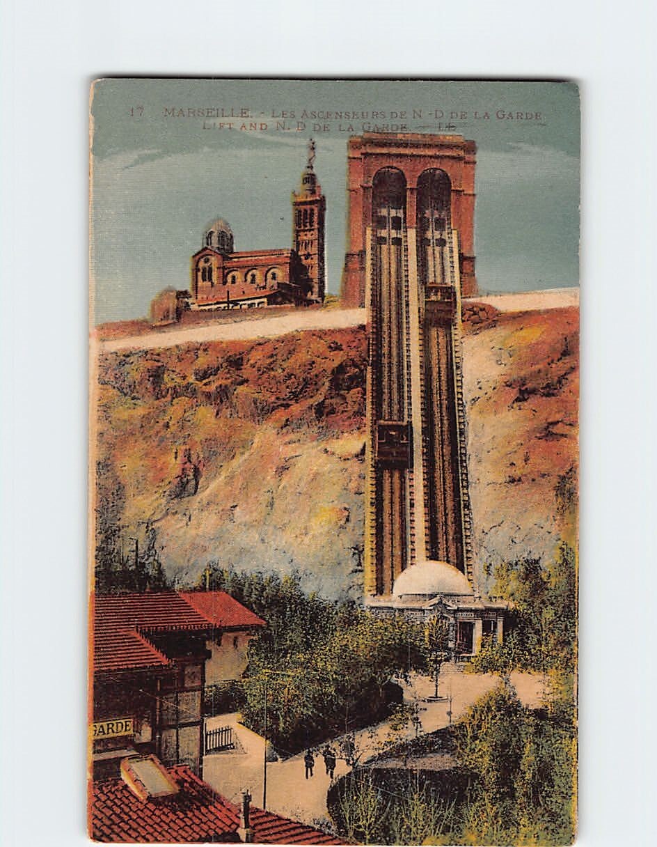 Postcard Notre-Dame-de-la-Garde Elevator Marseille Bouches-du-Rhône France