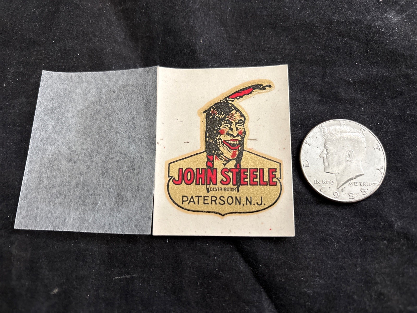RARE - Original - 1930s Indian Motorcycle-Water Decal-John Steele Paterson,NJ RARE - Original - 1930s Indian Motorcycle-Water Decal-John Steele Paterson,NJ