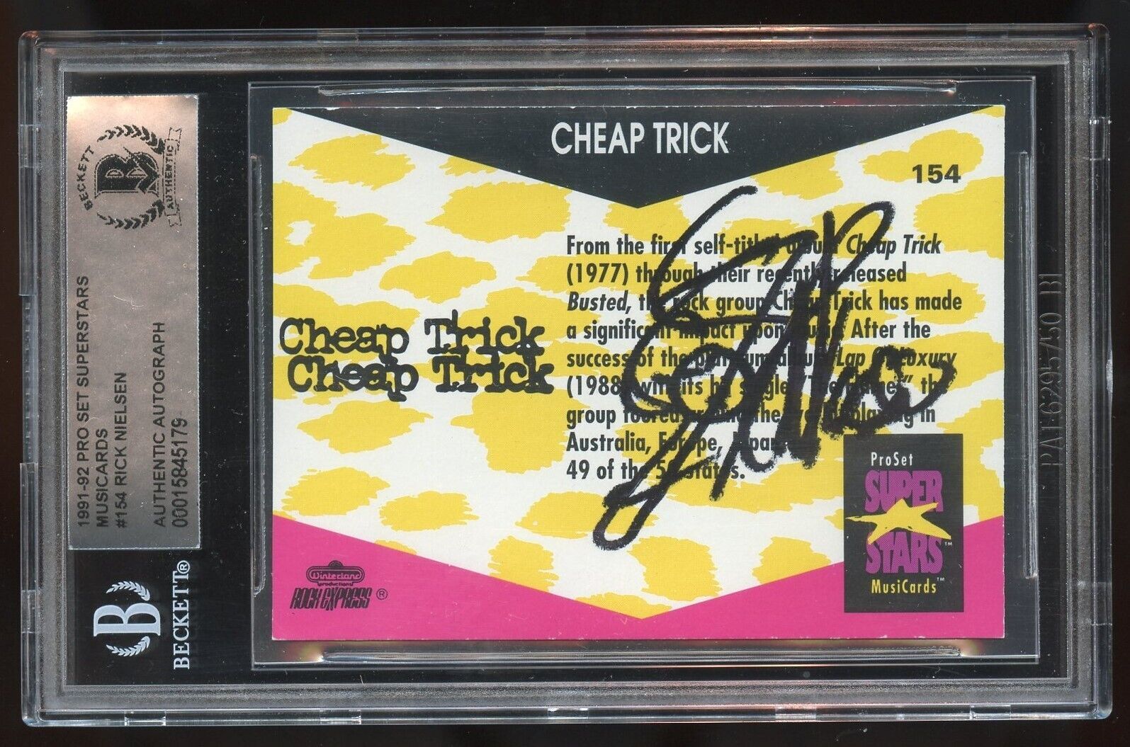 Rick Nielsen #154 signed autograph 1991-92 Pro Set Superstars Musicards BAS Slab