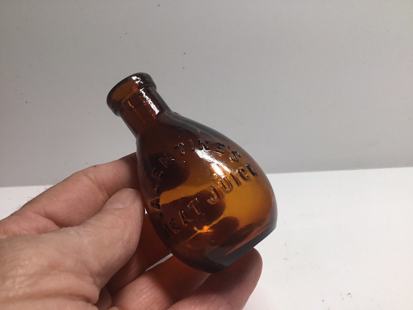 Antique Amber Valentines Meat Juice Bottle. Antique Amber Valentines Meat Juice Bottle.
