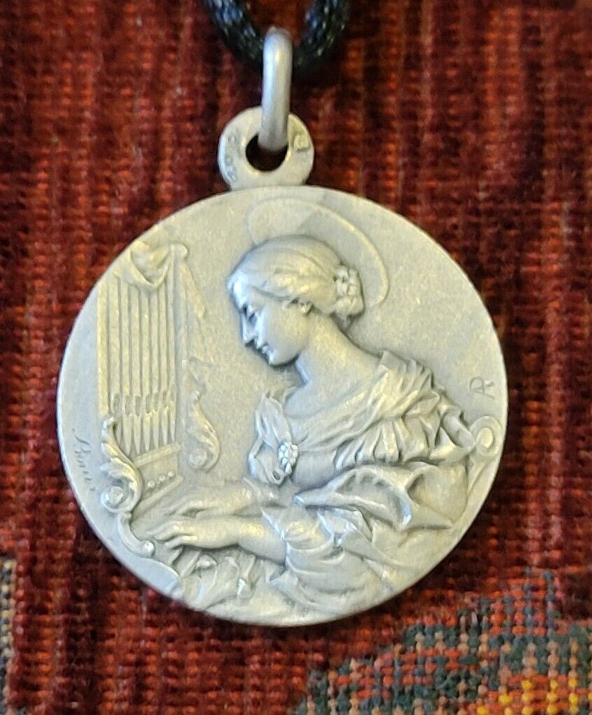 St. Cecelia Vintage & New Medallion Catholic Bouix Patron of Musicians Poets