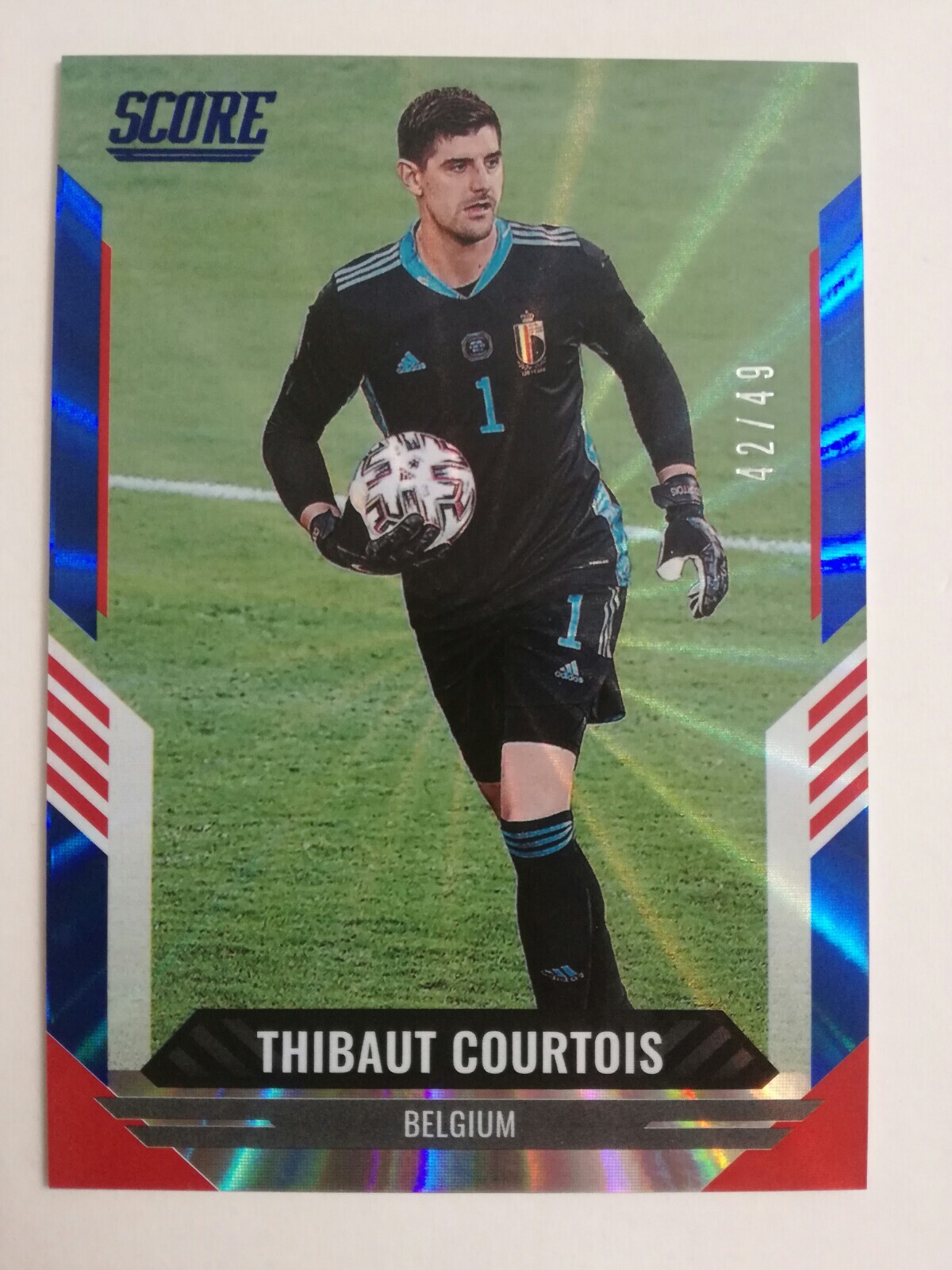 COURTOIS THIBAUT BELGIUM SCORE PANINI 2021 2022 FIFA FAT BLUE LASERS /49 NO. 20