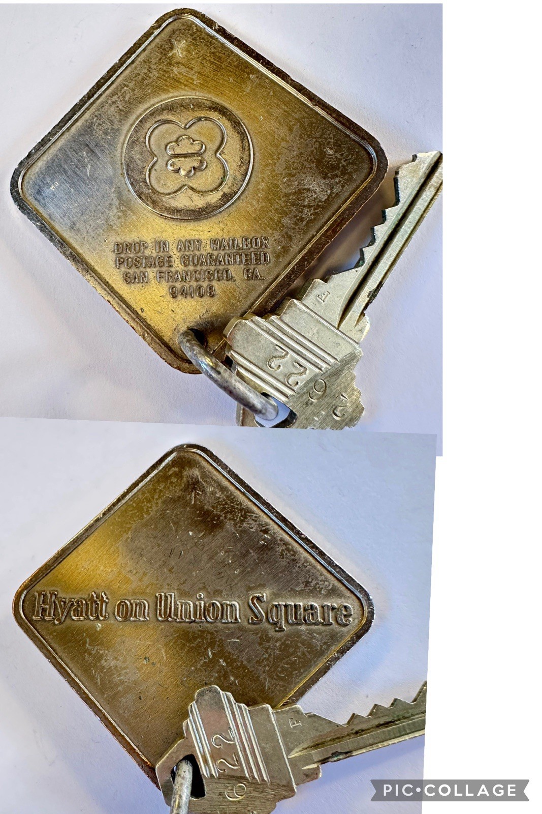 Hyatt on Union Square San Francisco, California Chunky Brass Hotel Room Key Fob