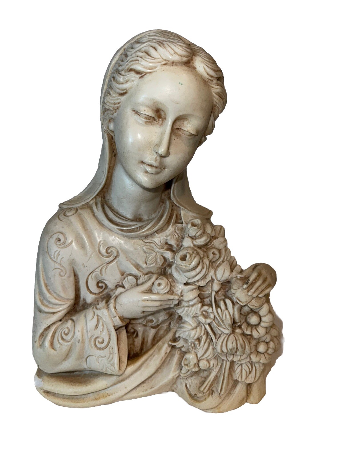Gorgeous Marble figurine sculpture nice Mary Beautiful Flowers Must See Gorgeous Marble figurine sculpture nice Mary Beautiful Flowers Must See
