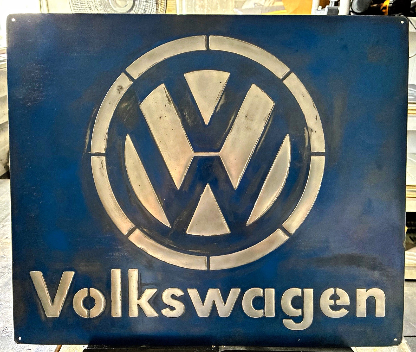 Volkswagen VW Metal Garage Sign 20x24 Handmade Raised Relief Wall Art Volkswagen VW Metal Garage Sign 20x24 Handmade Raised Relief Wall Art