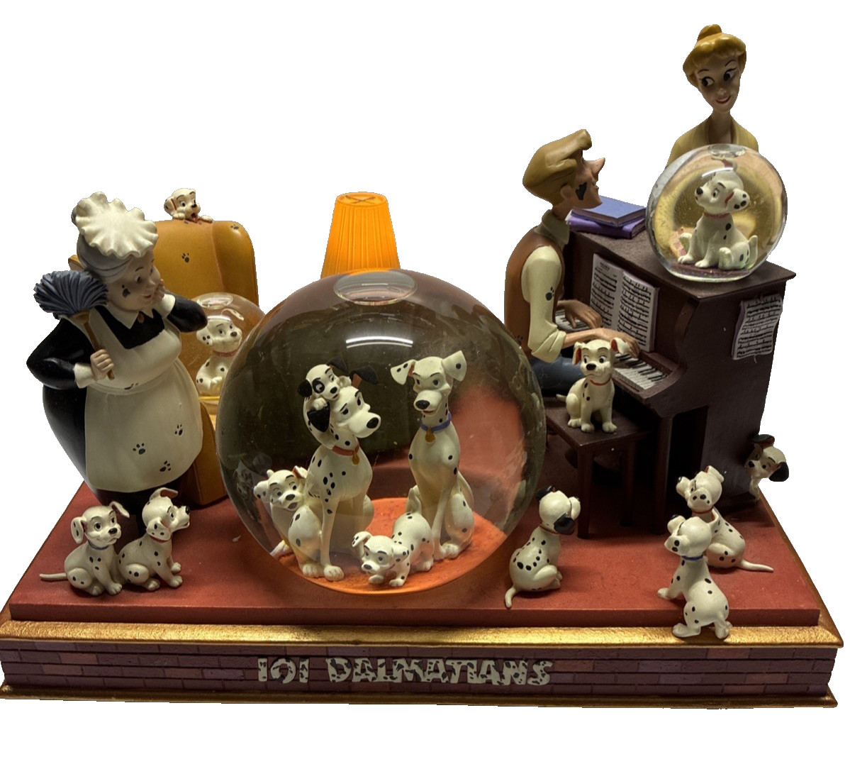 Rare Disney 101 dalmations light up snow globe Musical Tested