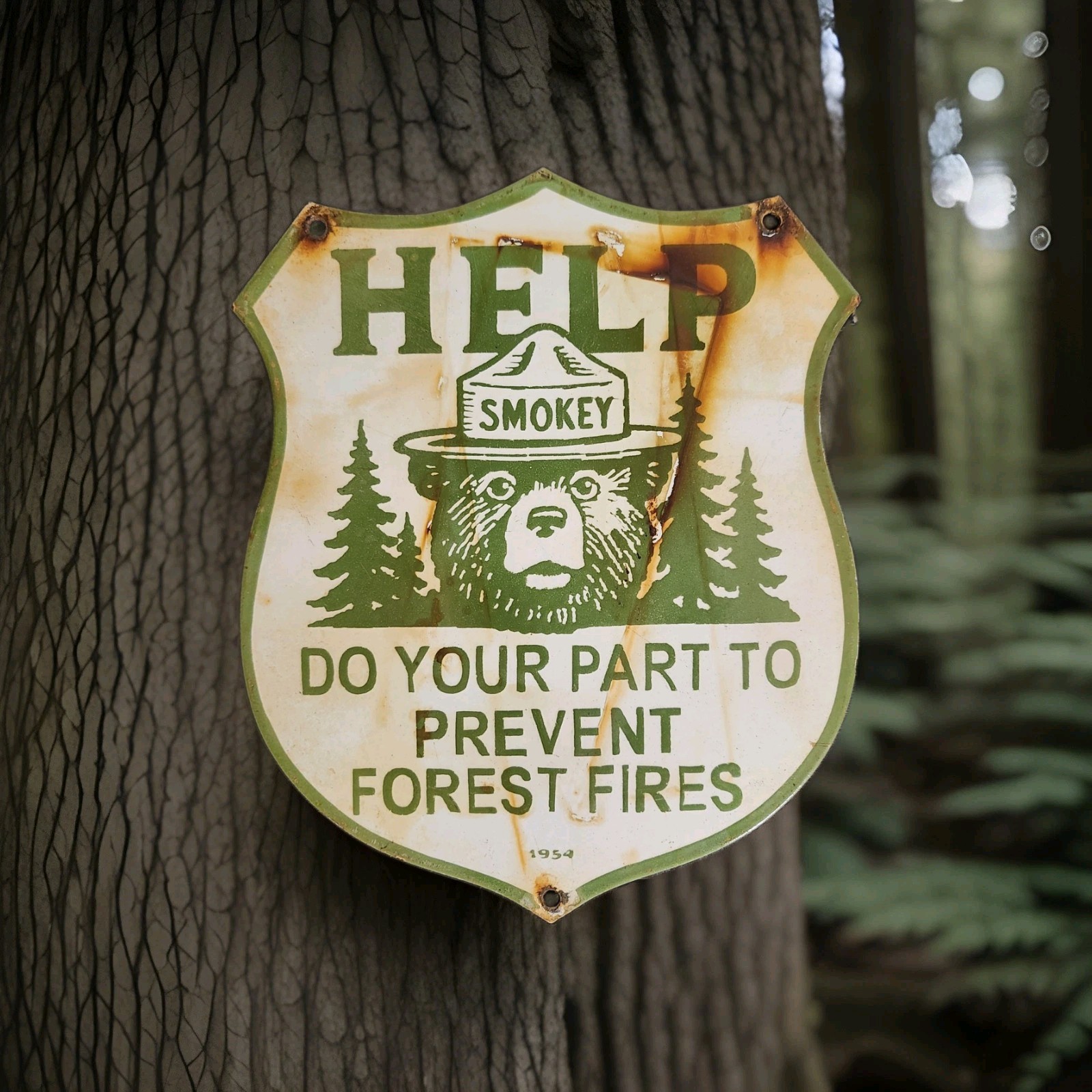 Vintage US Forestry Service Porcelain Sign Smokey Bear Prevent Forest Fires USFS Vintage US Forestry Service Porcelain Sign Smokey Bear Prevent Forest Fires USFS