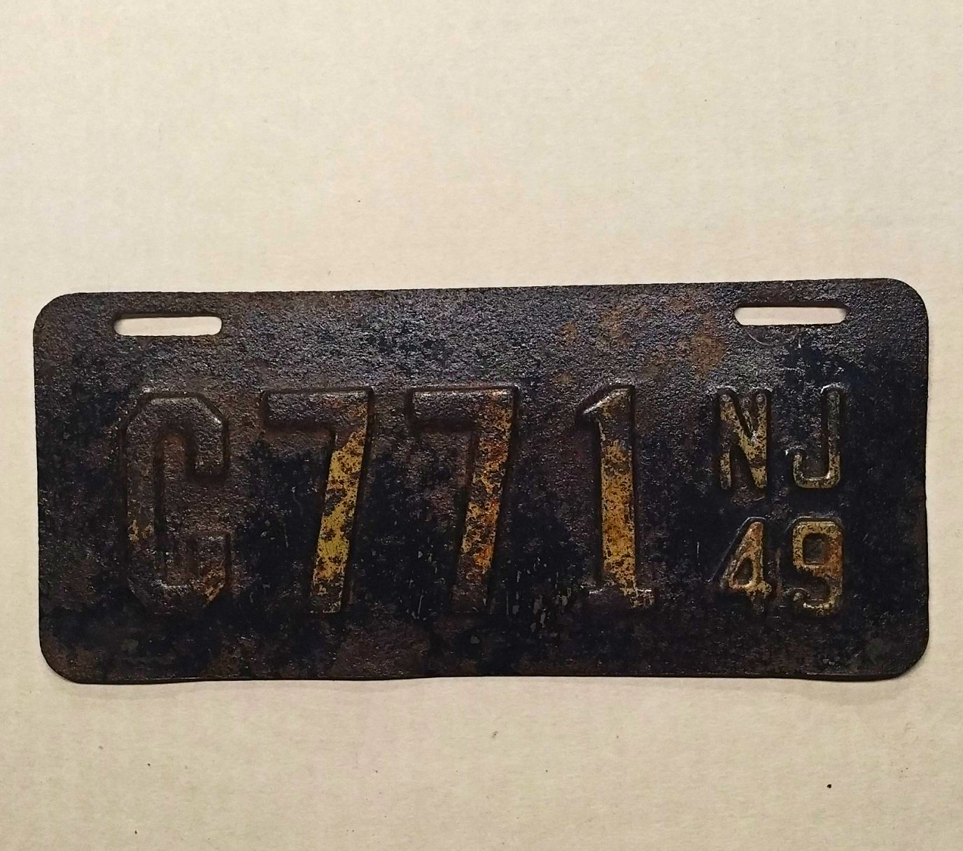Original 1949 New Jersey Motorcycle License Plate C771 NJ 49 Original 1949 New Jersey Motorcycle License Plate C771 NJ 49