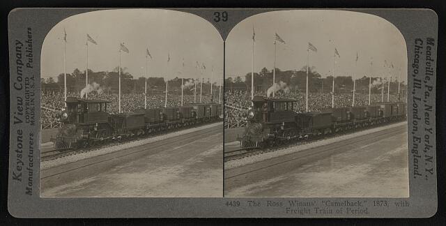 The Ross Winans\' Camelback, 1873, with freight train of period Old Photo The Ross Winans\' Camelback, 1873, with freight train of period Old Photo