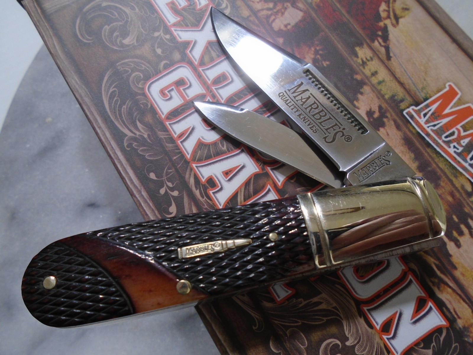 Marbles Brown Checker Bone Barlow 2 Blade Pocket Knife Slipjoint Folder MR684 Marbles Brown Checker Bone Barlow 2 Blade Pocket Knife Slipjoint Folder MR684