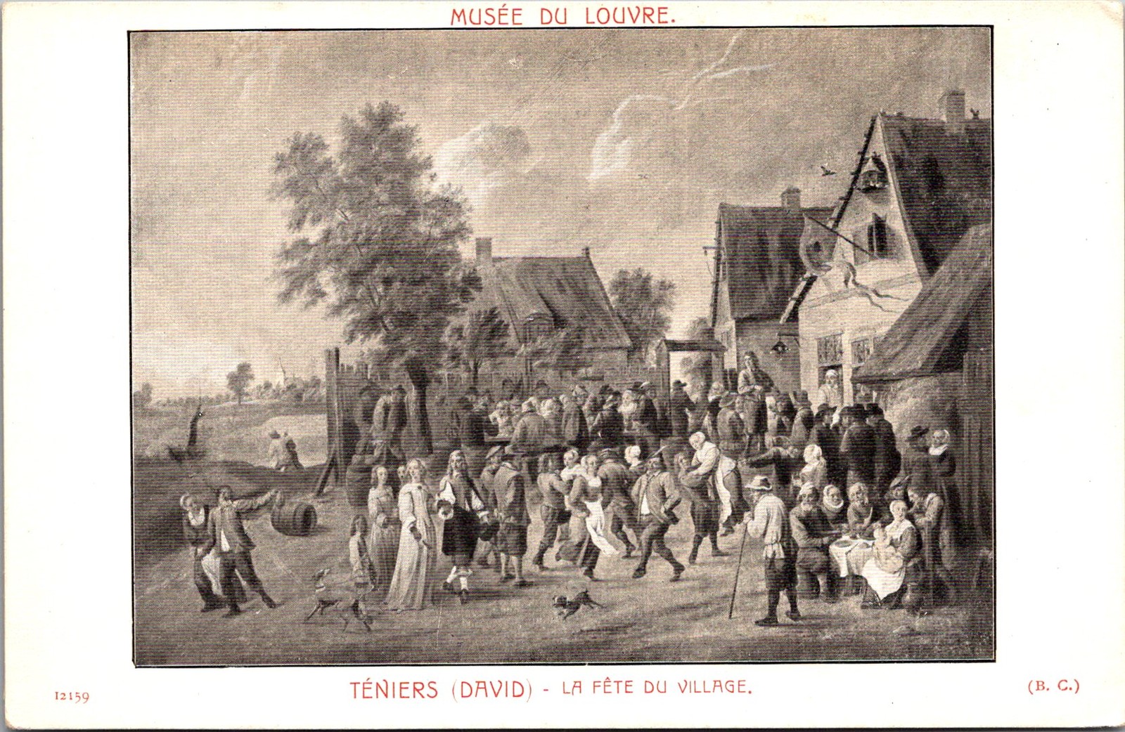 Musée du Louvre David Téniers La Fête du Village Vintage Postcard 4P23-23 Musée du Louvre David Téniers La Fête du Village Vintage Postcard 4P23-23