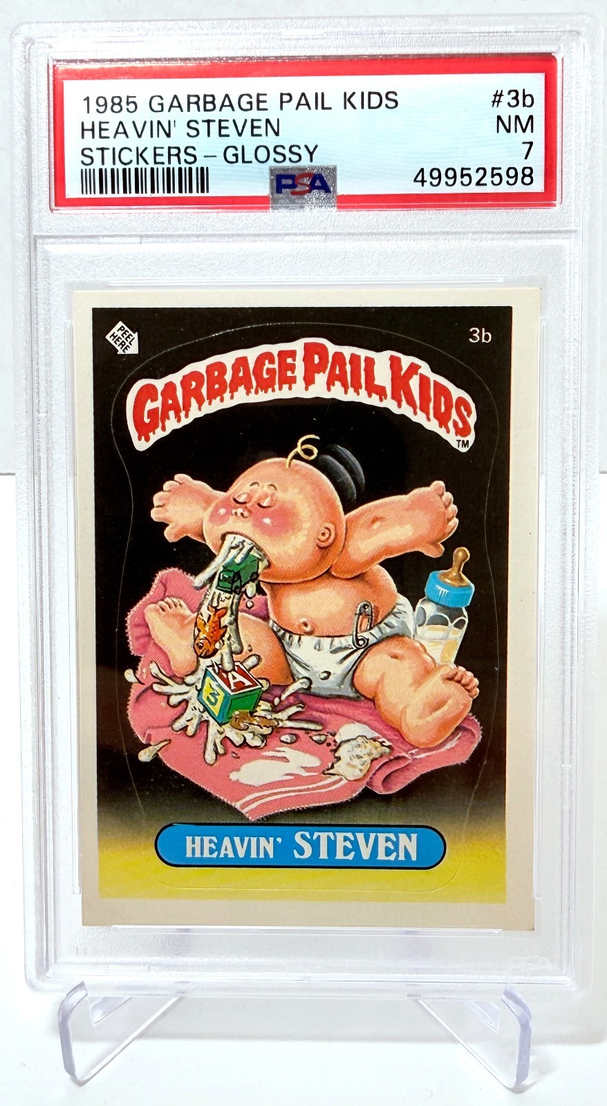 1985 Topps Garbage Pail Kids Series 1 - #3b Heavin' Steven - PSA 7 NM