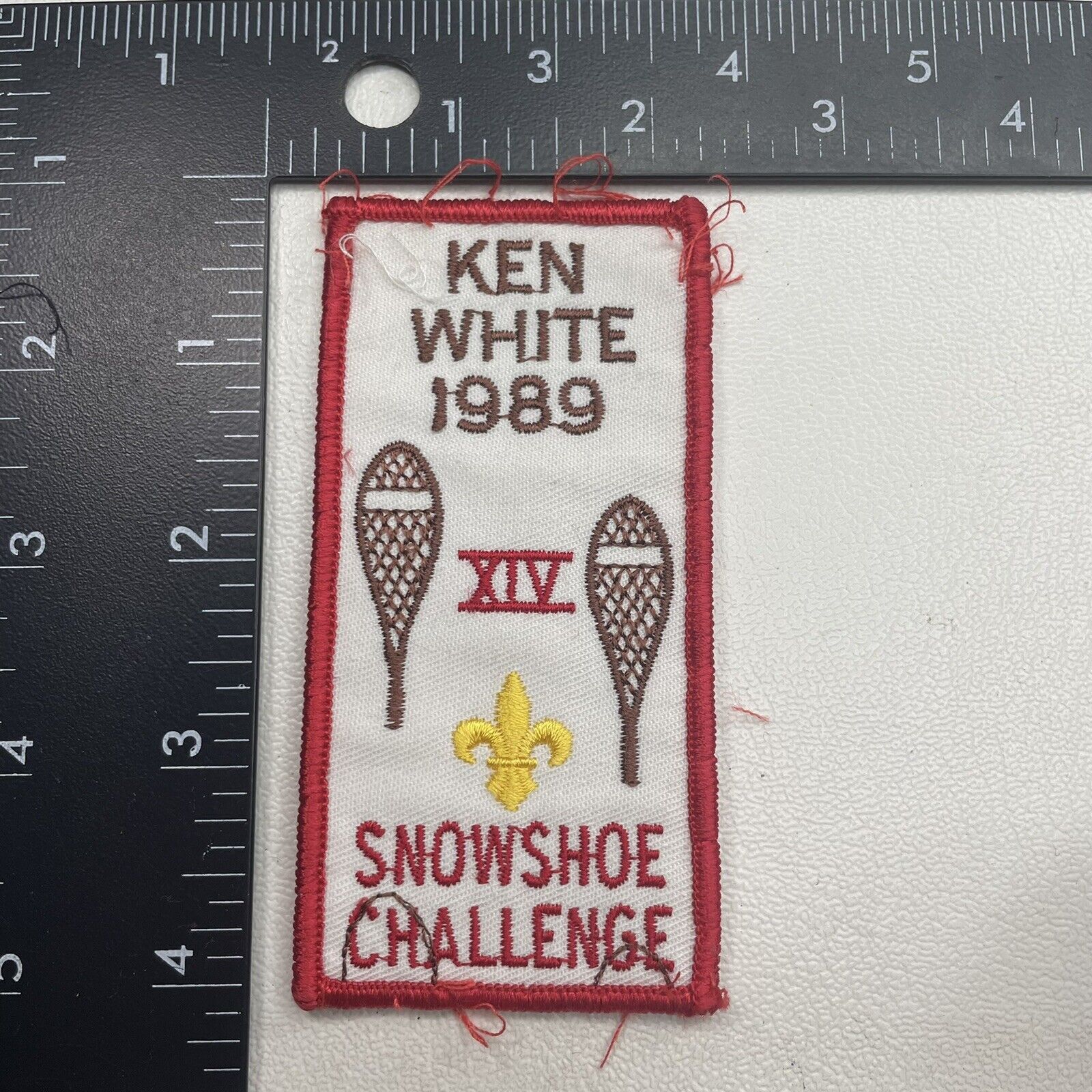 Vtg 1989 KEN WHITE XIV SNOWSHOE CHALLENGE Boy Scouts Patch 03I