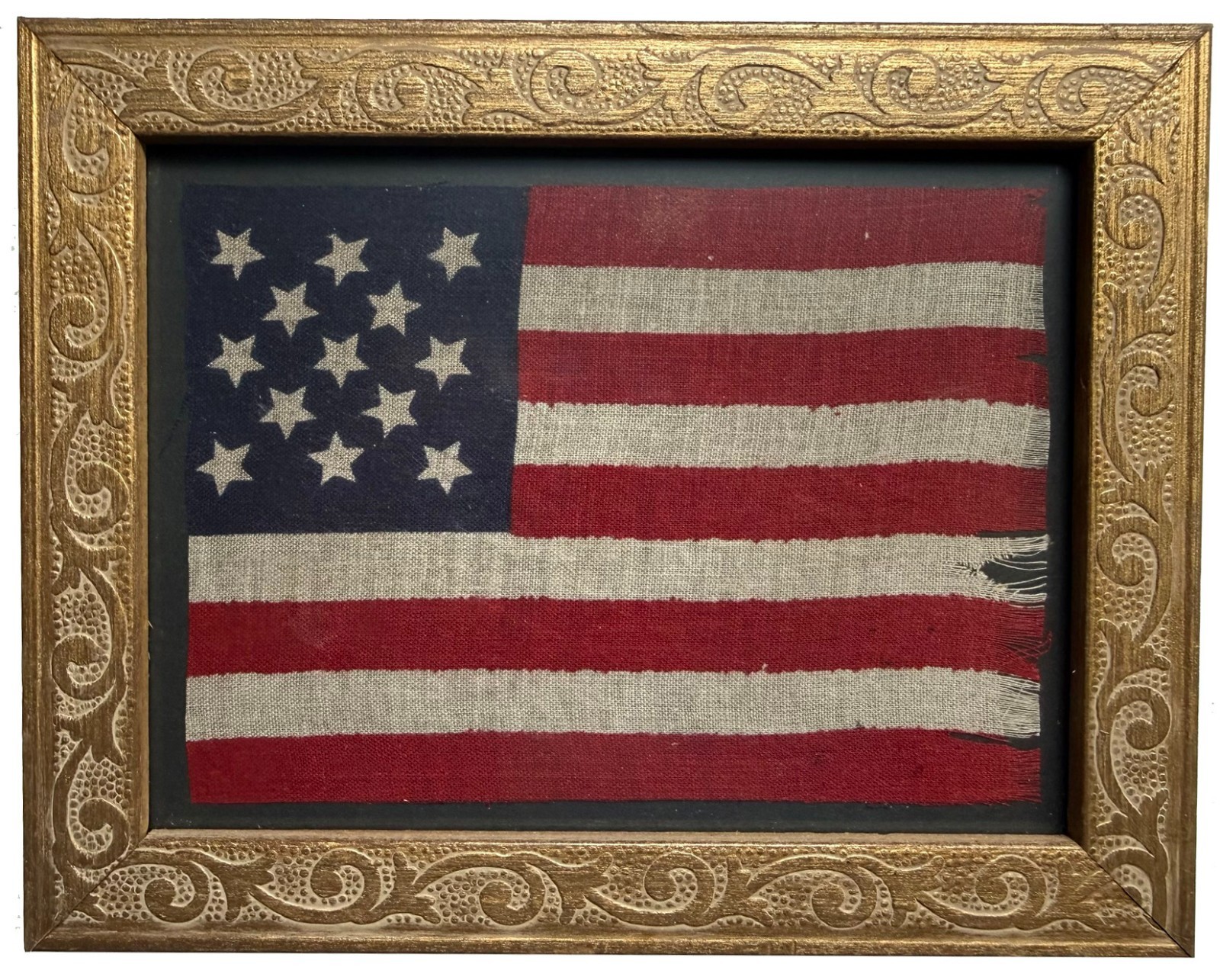 Vintage 13 Star American Parade Flag Folk Art Primitive late 1900s