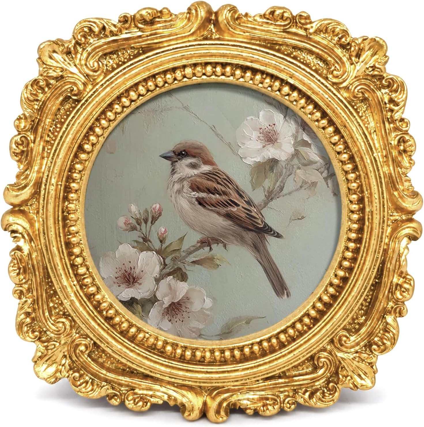 Gold Vintage Bird Floral Round Photo Frame 4in Ornate Baroque Mini Picture Frame Gold Vintage Bird Floral Round Photo Frame 4in Ornate Baroque Mini Picture Frame