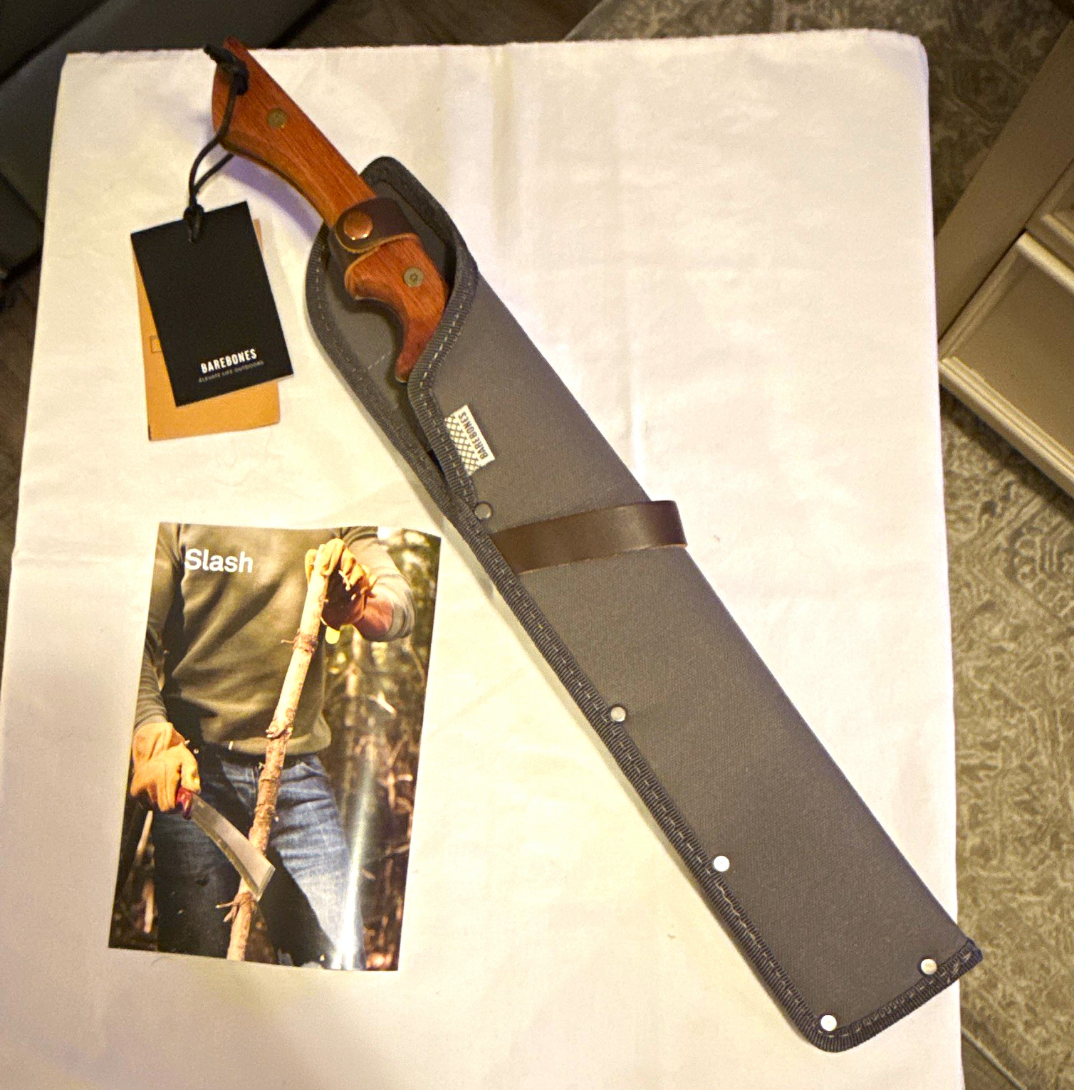 Barebones Japanese Nata Fixed Blade Machete w/ Sheath, Wood Handle Barebones Japanese Nata Fixed Blade Machete w/ Sheath, Wood Handle