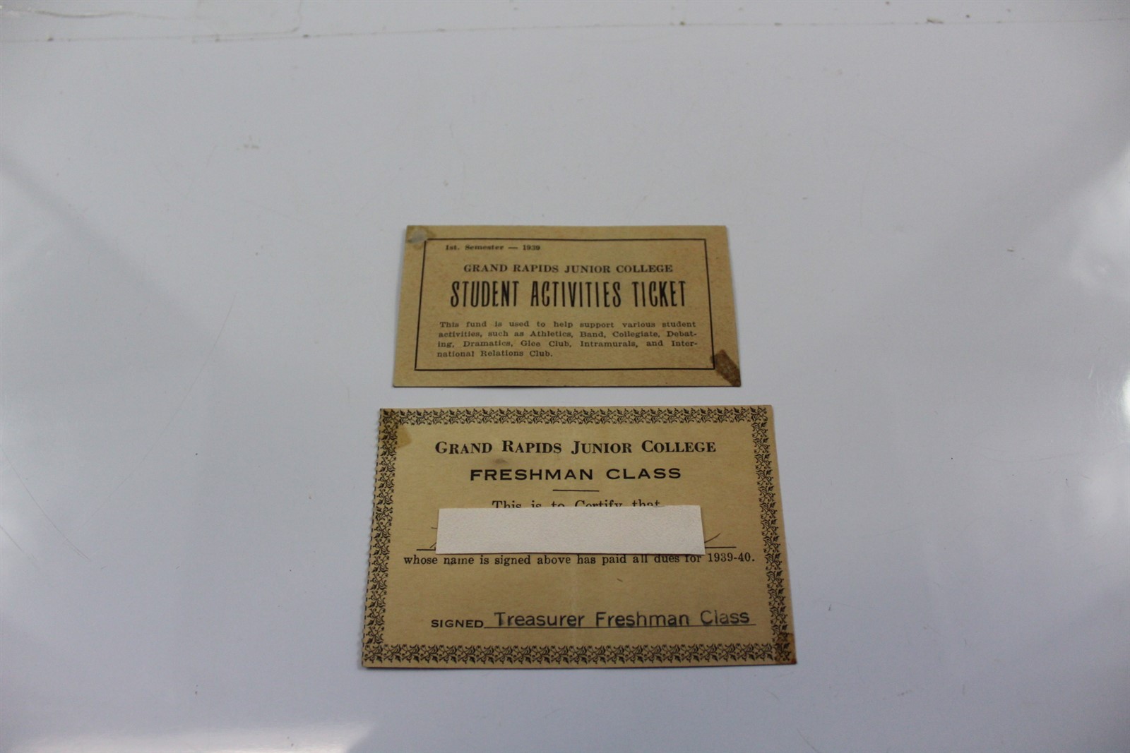 1939 Grand Rapids Junior College Student Activities Ticket Vintage 1939 Grand Rapids Junior College Student Activities Ticket Vintage