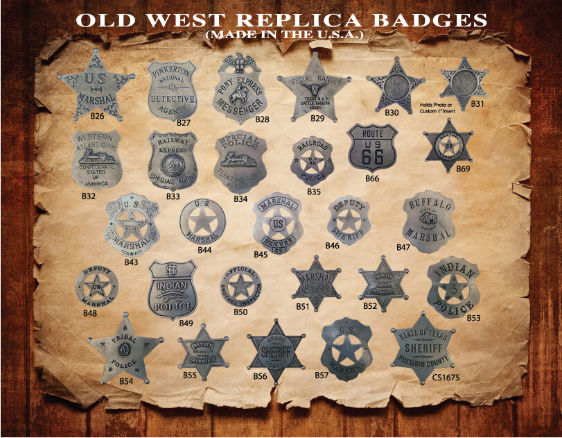 20 ASSORTED OLD WEST WESTERN BADGES,STAR,VINTAGE,COLLECTIBLE, YOU PICK STYLES