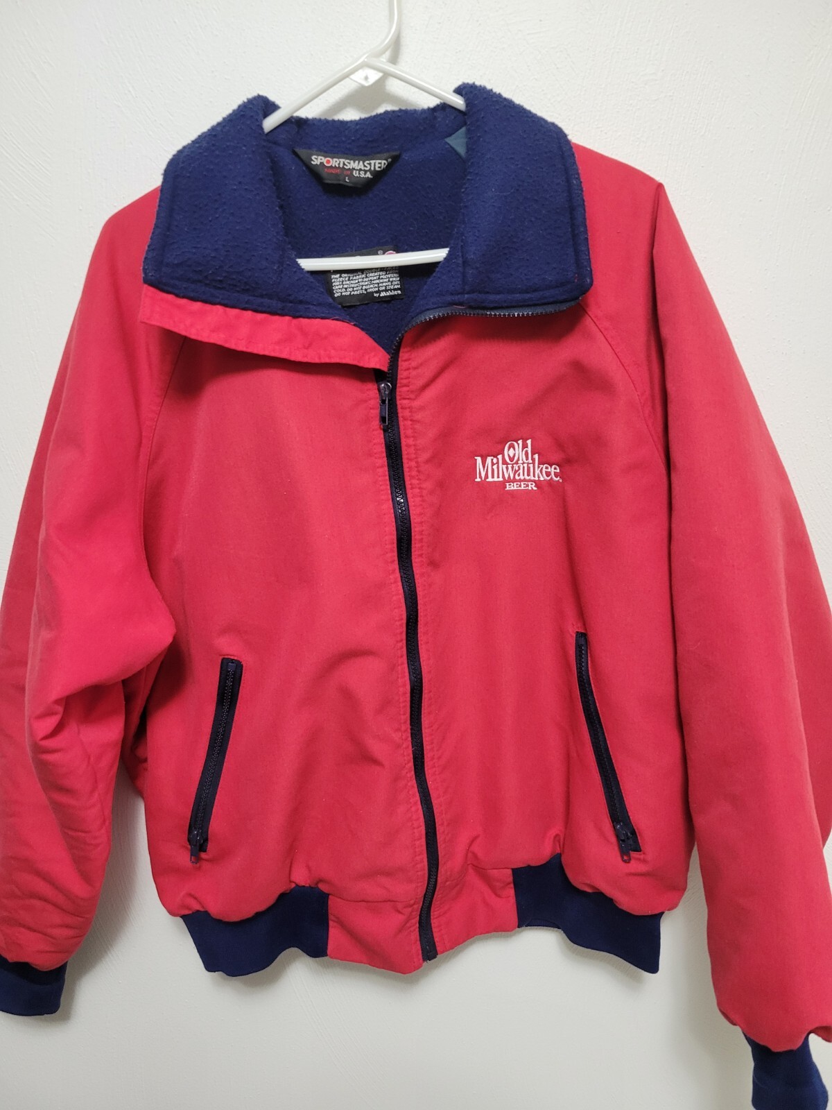 Vintage Old Milwaukee Beer Jacket Large By Sportsmaster Warm Polarfleece USA Vintage Old Milwaukee Beer Jacket Large By Sportsmaster Warm Polarfleece USA