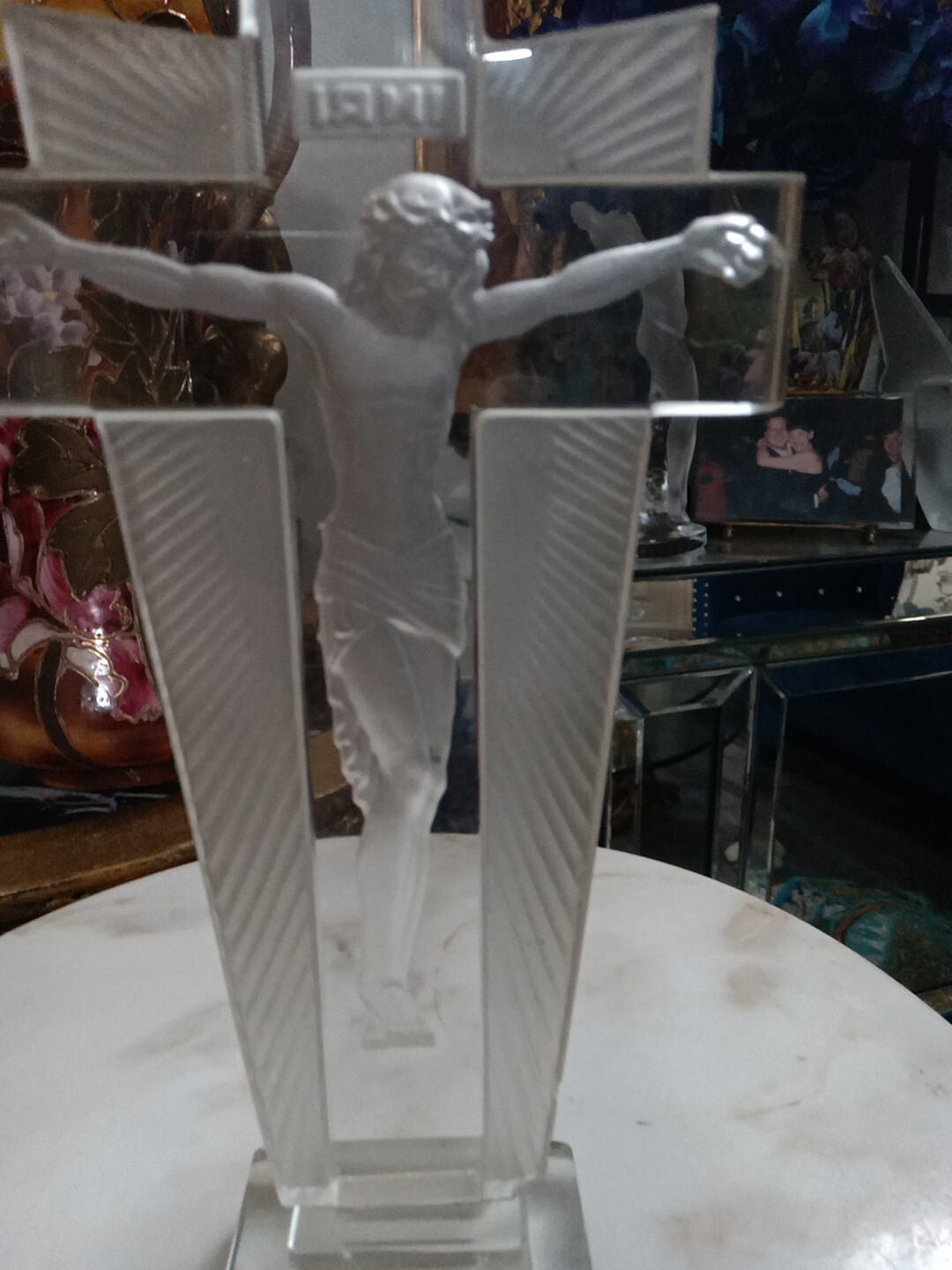  Antique Czec Crystal Crucifixion Curt Schlevogt Ingrid Expo 1935 Or OBO