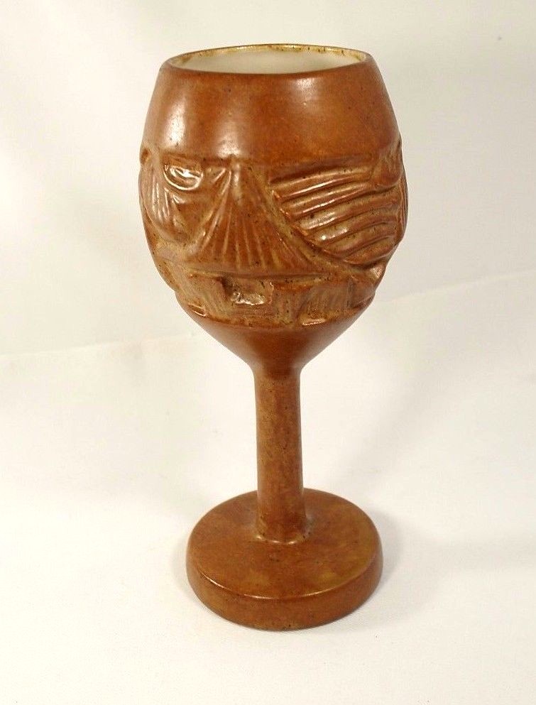 Tiki Mug Wine Glass Goblet 1978 Vintage Signed \ Tiki Mug Wine Glass Goblet 1978 Vintage Signed \