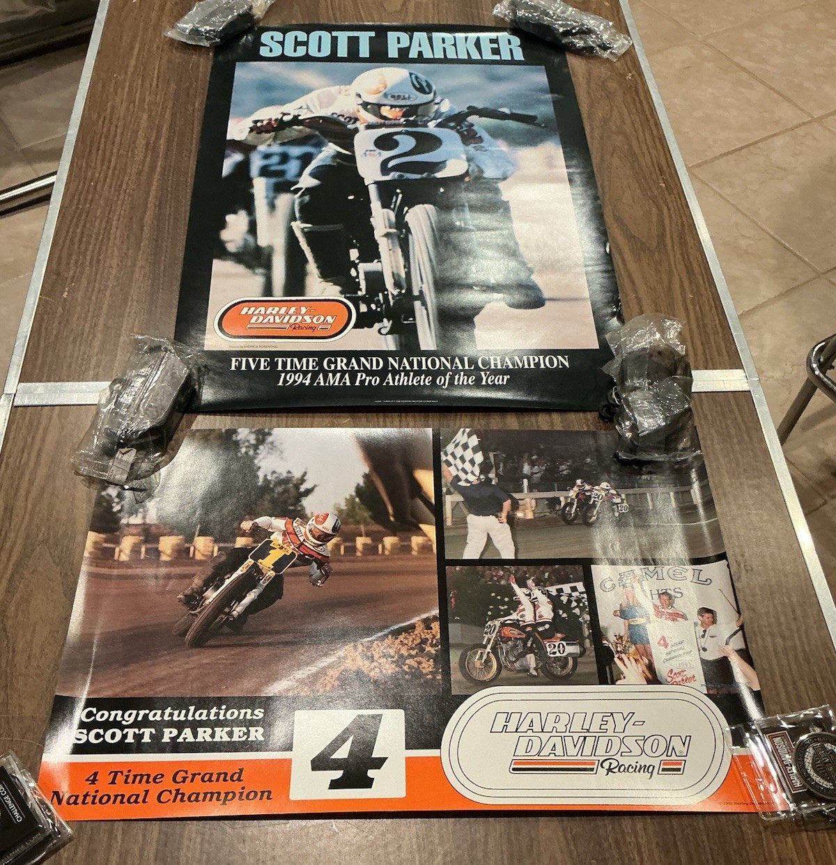 TWO Vintage Harley-Davidson Racing Scott Parker posters