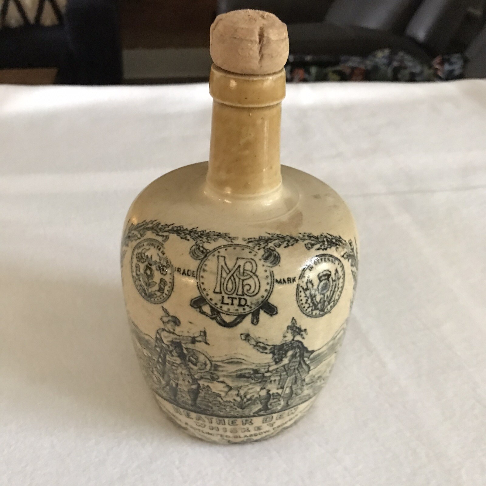 Rare Port Dundas Pottery Glasgow Heather Dew Whiskey Jug THE GREYBEARD Stoneware
