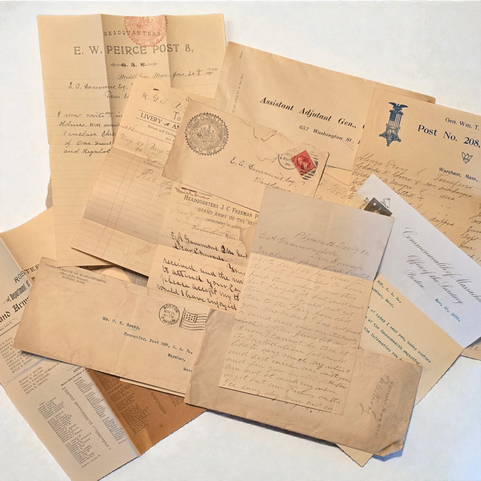Antique G.A.R. Letter Document Lot Grand Army of the Republic 1890s-1900s Mass Antique G.A.R. Letter Document Lot Grand Army of the Republic 1890s-1900s Mass