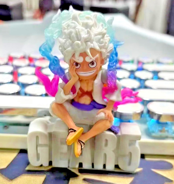 One Monkey D Luffy Gear 5 White Hair Sitting Figure Statue Toy Gift Anime Figura One Monkey D Luffy Gear 5 White Hair Sitting Figure Statue Toy Gift Anime Figura