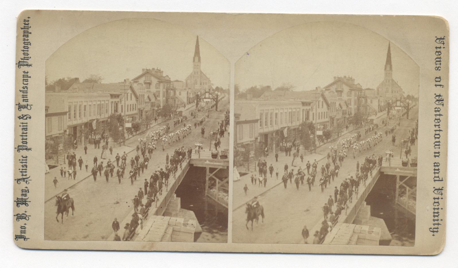 C-1885 WATERTOWN, WISC. PARADE, CIGAR STORE INDIAN, STEREOVIEW BY JNO. B. MAY #A C-1885 WATERTOWN, WISC. PARADE, CIGAR STORE INDIAN, STEREOVIEW BY JNO. B. MAY #A