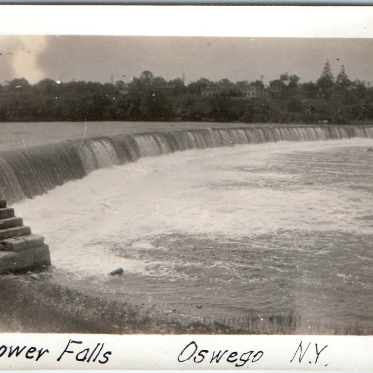 c1930s Lower Falls Oswego River Fulton, NY Snapshot Photo Dam Cascade Waterfall c1930s Lower Falls Oswego River Fulton, NY Snapshot Photo Dam Cascade Waterfall