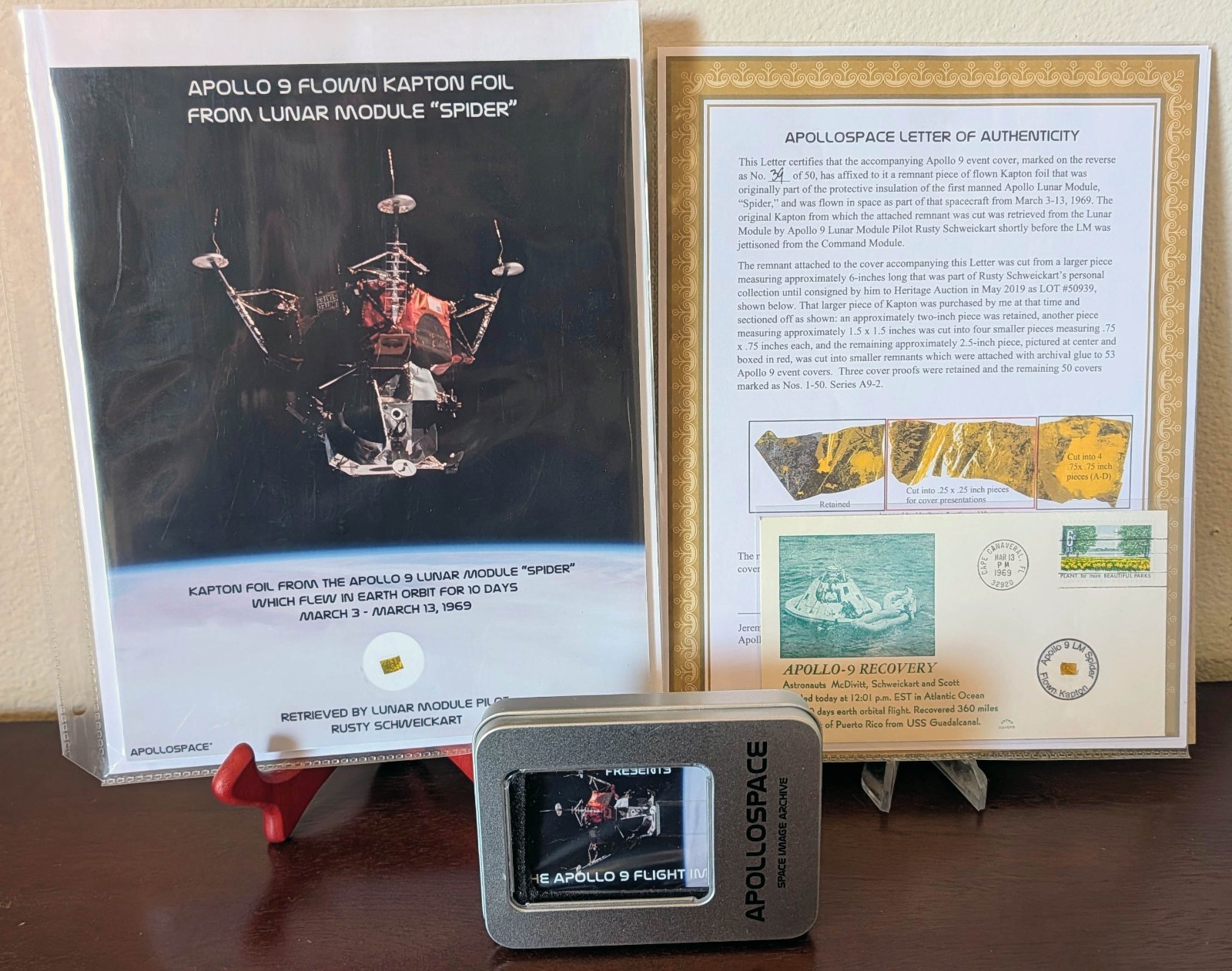 Apollo 9 Collection 2 Pieces of Flown LM Kapton Foil + All Mission Images + Film