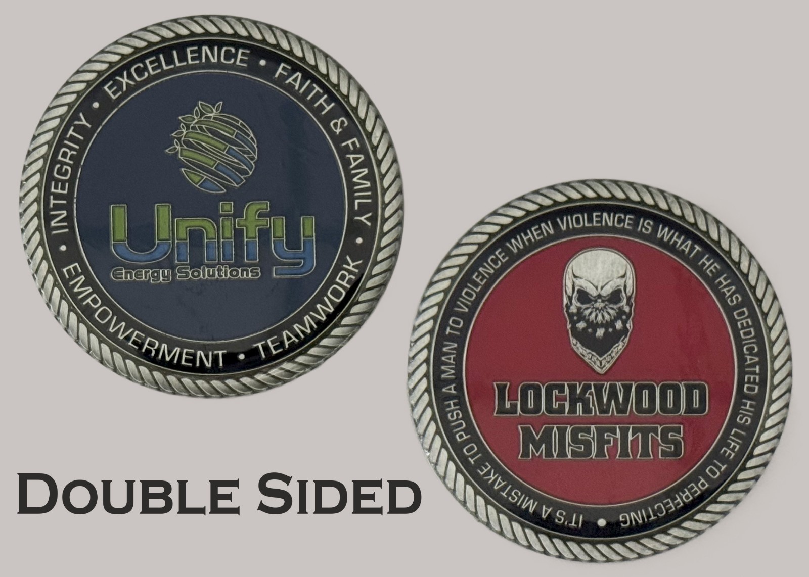 Unify Energy Solutions Lockwood Misfits Skull Themed Challenge Coin  J#26