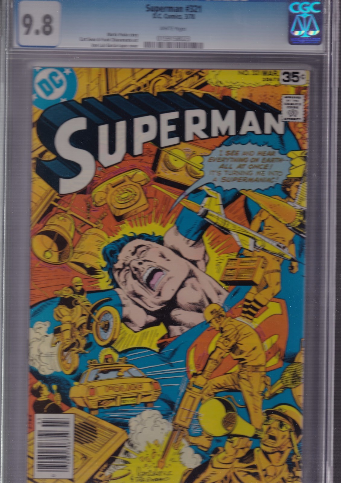 SUPERMAN #321 CGC 9.8 NM/MT MAR 1978 WHITE Pages - SUPERMANIAC - tough
