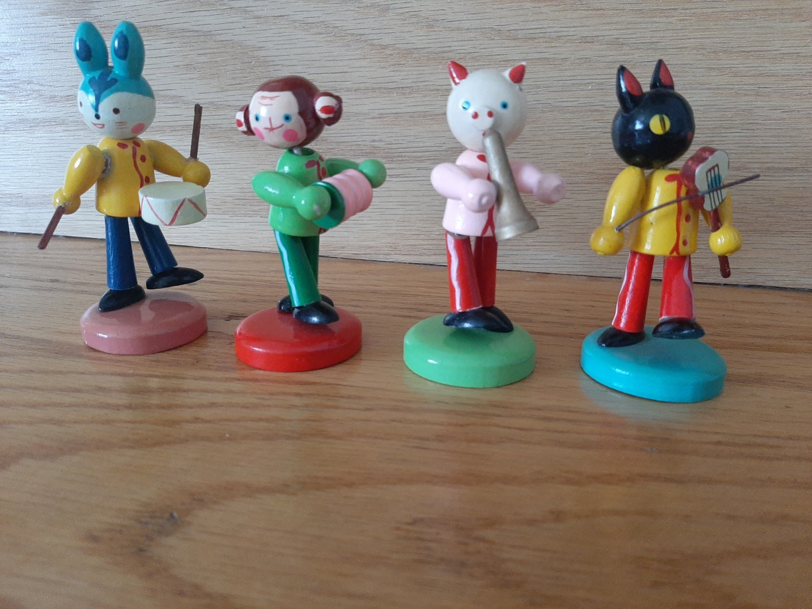Vintage Miniature Animal Musical Band Wooden Set of 4 Japan 1950s Vintage Miniature Animal Musical Band Wooden Set of 4 Japan 1950s