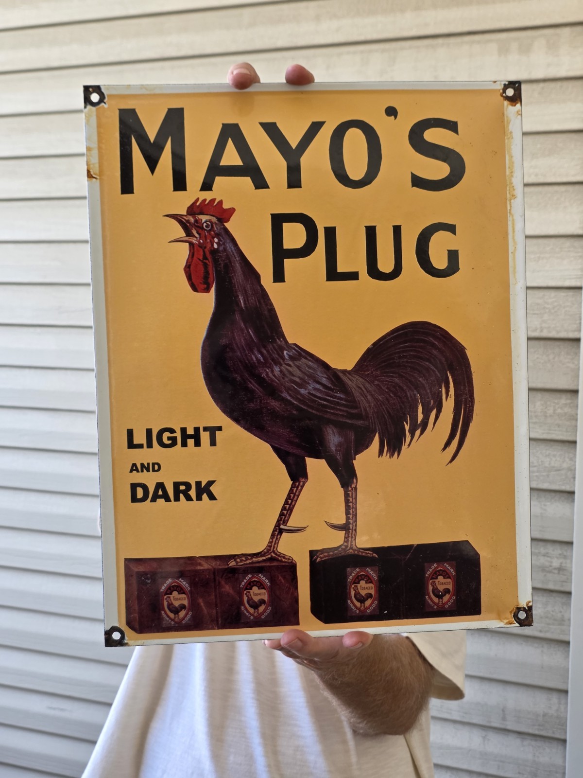 VINTAGE MAYO\'S PLUG TOBACCO PORCELAIN SIGN 16\