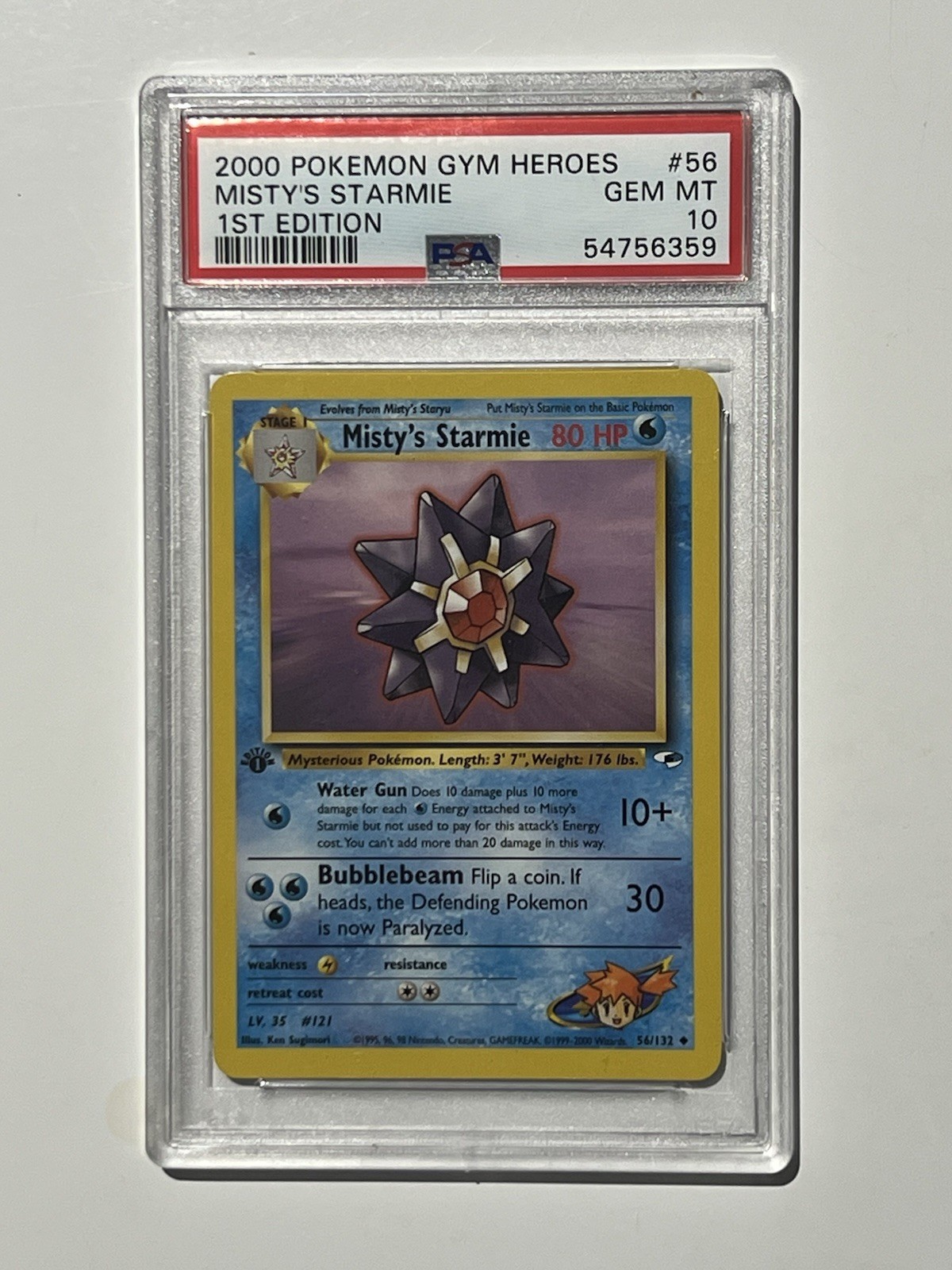 Pokémon 2000 Gym Heroes Misty's Starmie 56/132 1st Ed PSA 10 GEM MINT Pokémon 2000 Gym Heroes Misty's Starmie 56/132 1st Ed PSA 10 GEM MINT
