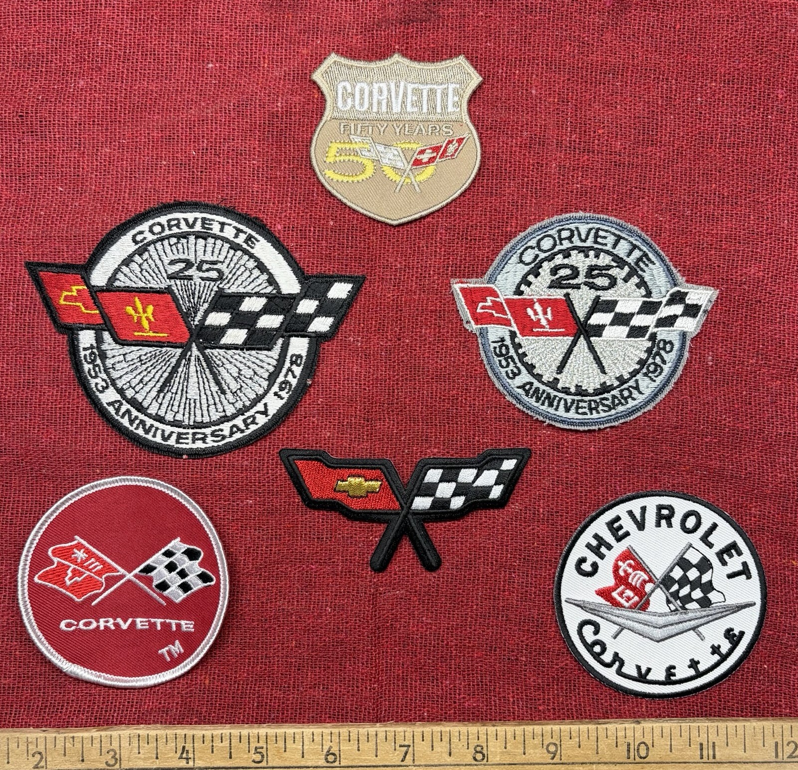 Corvette Anniversary And Vintage Patches. (6) In total Corvette Anniversary And Vintage Patches. (6) In total