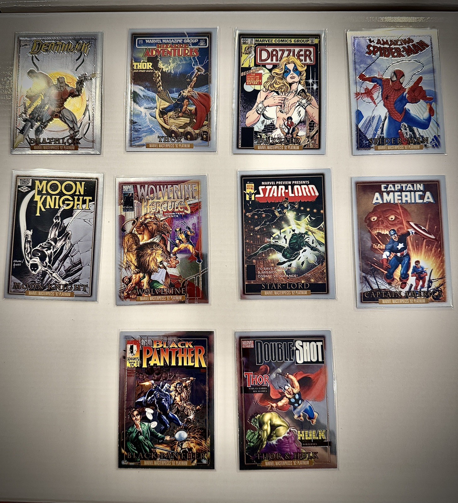 2024 Marvel Masterpieces ‘92 Platinum Fantastic Covers Complete Set 10 Cards NM 2024 Marvel Masterpieces ‘92 Platinum Fantastic Covers Complete Set 10 Cards NM