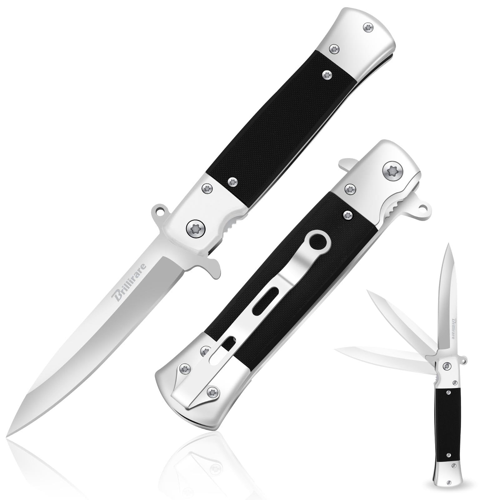 Folding Pocket Knife 4in AUS10 Steel Blade, Button Lock, Glass Breaker - EDC Cam Folding Pocket Knife 4in AUS10 Steel Blade, Button Lock, Glass Breaker - EDC Cam