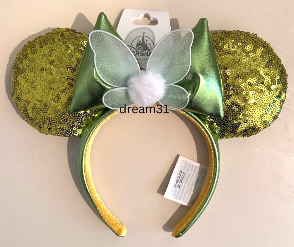 BNWT Disney Peter Pan Tinker Bell Sequined Minnie Mouse Ears Headband BNWT Disney Peter Pan Tinker Bell Sequined Minnie Mouse Ears Headband
