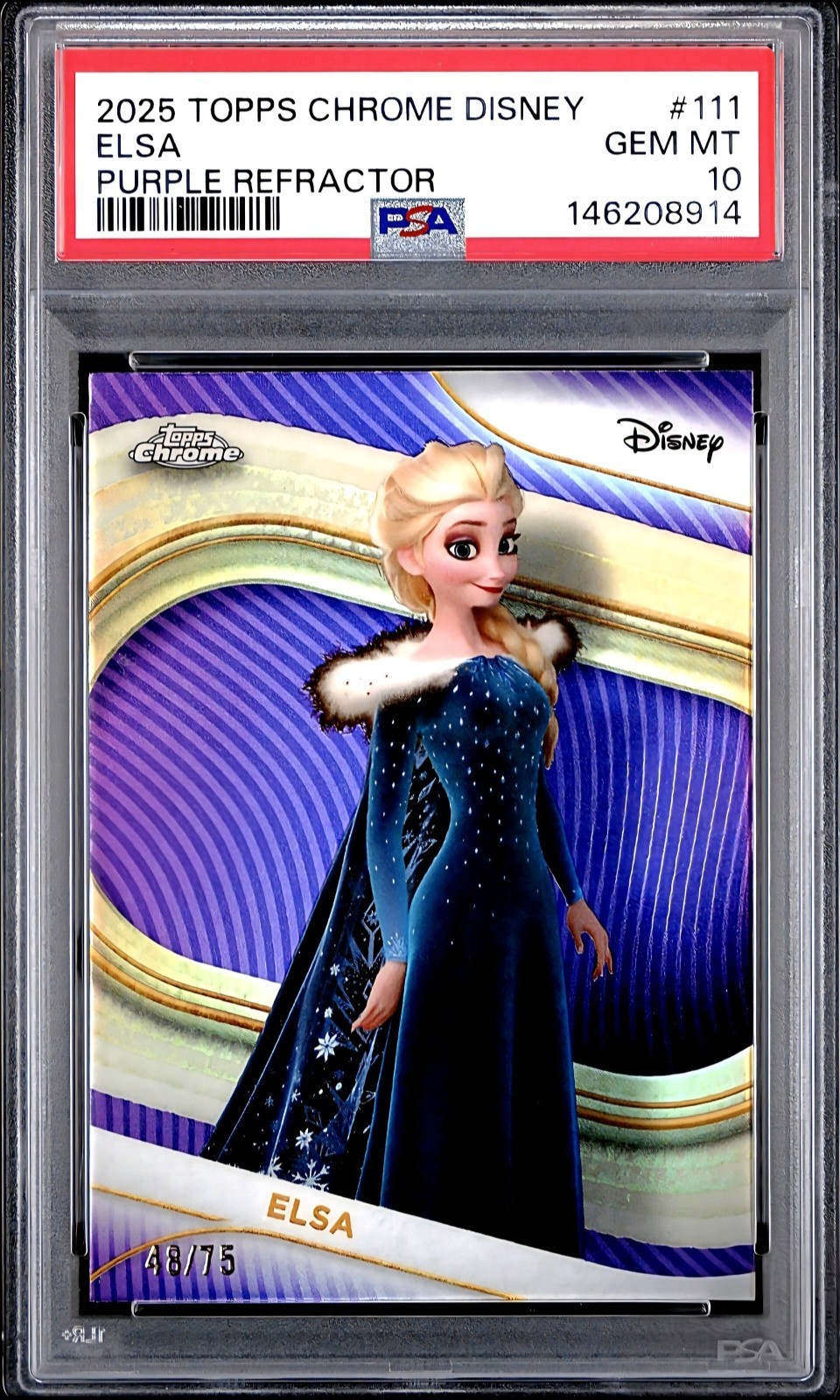 2025 TOPPS CHROME DISNEY TRUE PURPLE /75 #111 ELSA PSA 10 2025 TOPPS CHROME DISNEY TRUE PURPLE /75 #111 ELSA PSA 10