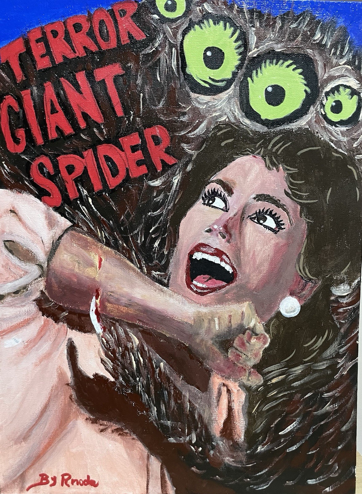 ORIGINAL PAINTING PULP ART TERROR GIANT SPIDER ORIGINAL PAINTING PULP ART TERROR GIANT SPIDER