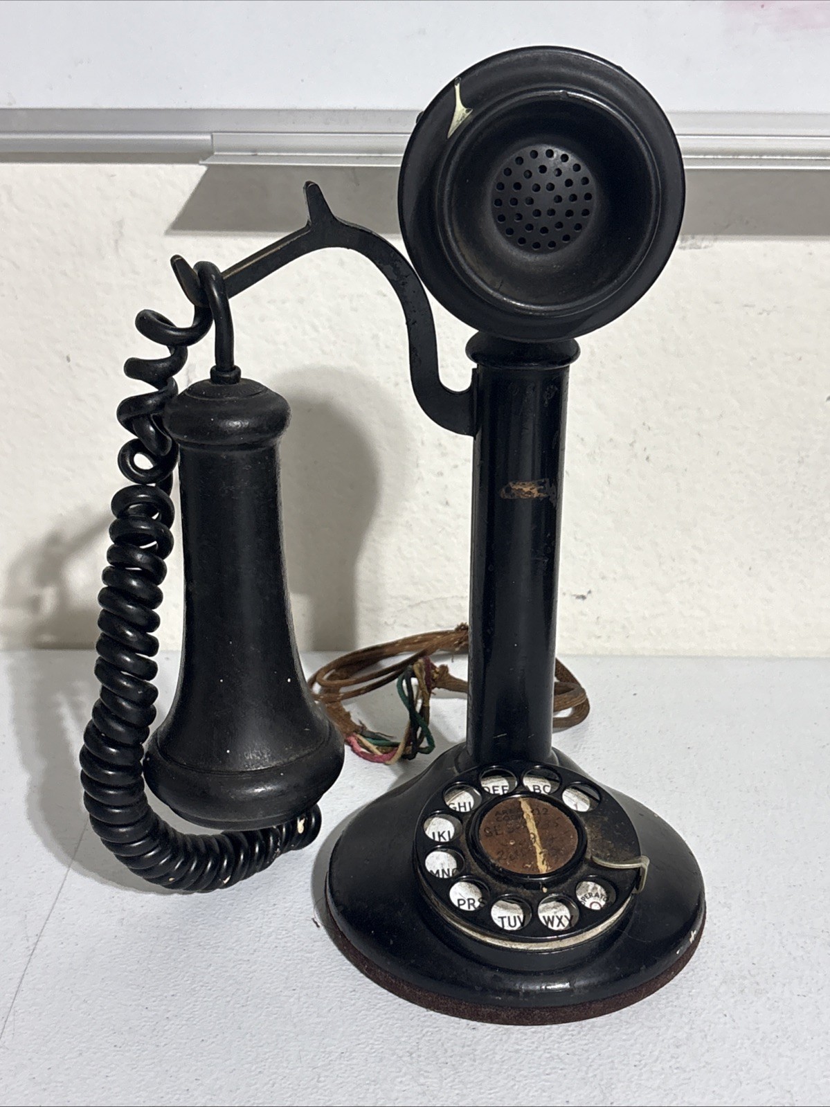 VINTAGE ANTIQUE CANDLESTICK Rotary TELEPHONE Mid Century Restoration Look VINTAGE ANTIQUE CANDLESTICK Rotary TELEPHONE Mid Century Restoration Look