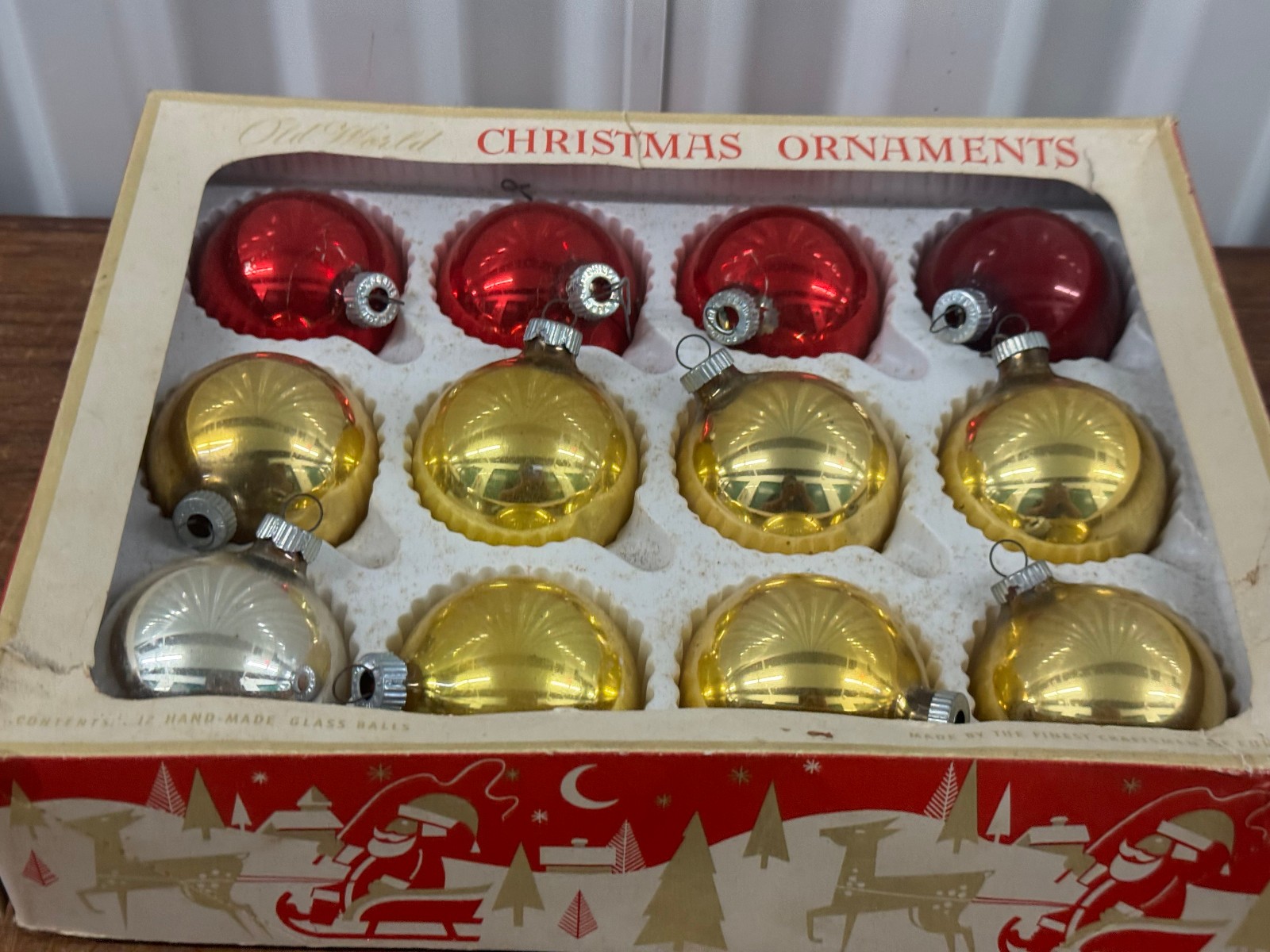 Vintage Set of 12  Czechoslovakian  Assorted Glass Christmas Ornaments